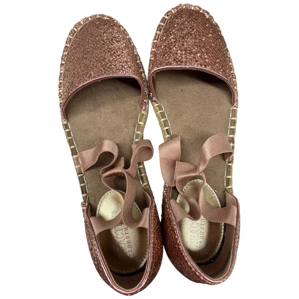 Kenneth Cole Reaction Luna Rose Gold Glitter Espadrille Flats‎ DOrsay 9 Med